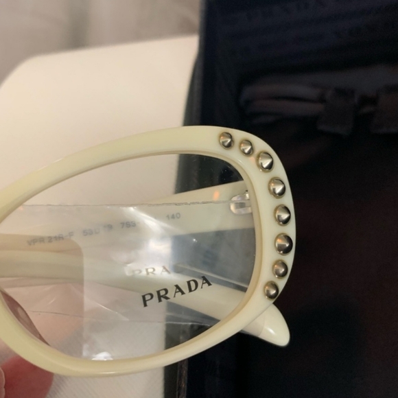 Prada white and Silver Embellished Eyeglass Frames - Picture 8 of 13